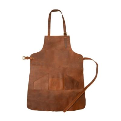 China Full Grain Waterproof Leather Multi-pocket Cleaning Long Sleeve Butchers Apron for sale