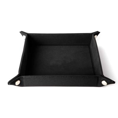 China Viable Hot Sale PU Leather Velvet Foldable Dice Game Tray for sale