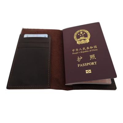 China Cheap Vintage Brown Slot Leather Travel Passport Holder Cover In Stock for sale