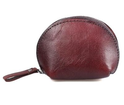 China Vintage Handmade Luxury Leather Coin Purse Zipper Coin Bag Women Money Purse for sale