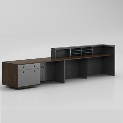 China Custom Size Weworth OEM Design Office Furniture Modern High Quality Front Desk With Partition Reception for sale