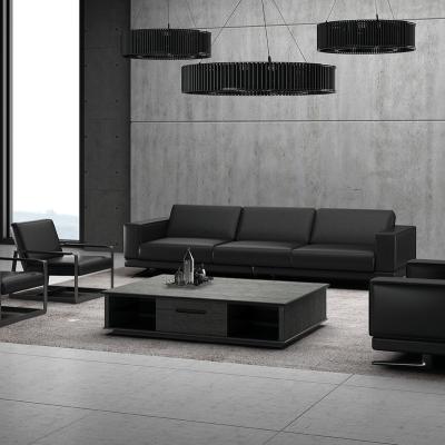 China Modular Solid Black Wood Frame 3 Seater Italian Leather Sectional Sofa for sale