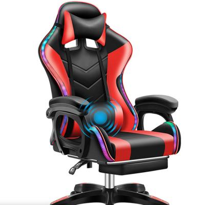 China WEWORTH High Back Ergonomic Massage OEM Massage RGB Led Pack Gaming Chair With Lights And Speakers for sale