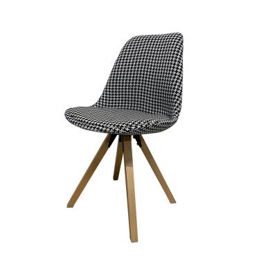 China Fashion Backrest Nordic Gray Fabric Creative Wooden Legs Home Restaurant Dining Chairs for sale