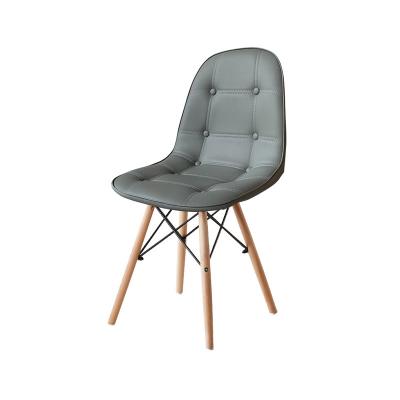 China Fashionable Modern Light Beech Wood Chair Luxury Leather Back Leg Dining Chair for sale