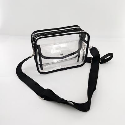 China Waterproof Clear Bags Stadium Approved Clear Tote Bag With Zipper Closure Cross - Body Messenger Shoulder Bag With Adjustable Strap for sale