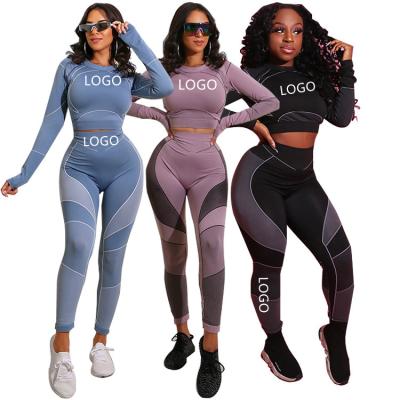 China Breathable Custom Women Sport Jogging Sets Plus Size Fitness Seamless Sportswear 2 Piece Nylon Training&Jogging Wear Sport Tracksuits for sale