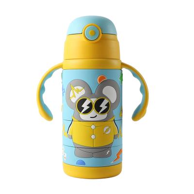 China Wholesale good quality cute design 316 stainless steel kids sturdy water bottle stocked with 3d silicone sleeve for sale