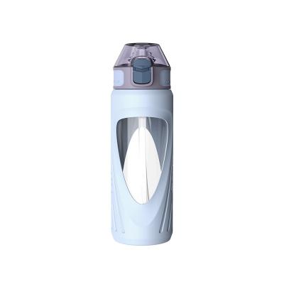 China Eco-Friendly TKK 500ml Reusable Wide Neck Stocked Glass Water Bottle With Long Straw for sale