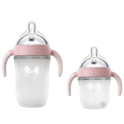 China China Manufacturer 150ml 240ml BPA Free Silicone Baby Bottles Newborn Wide Neck Baby Bottles With Handle for sale