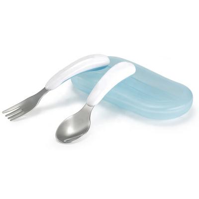 China BPA Free Stainless Steel Baby Spoon And Fork With Box Set for sale