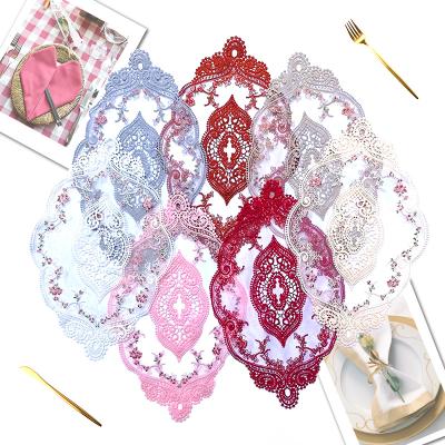 China Other French Vintage Embroidered Tablecloth Lace Place Mat Coaster Table Mat Kitchen Accessories LH021 for sale