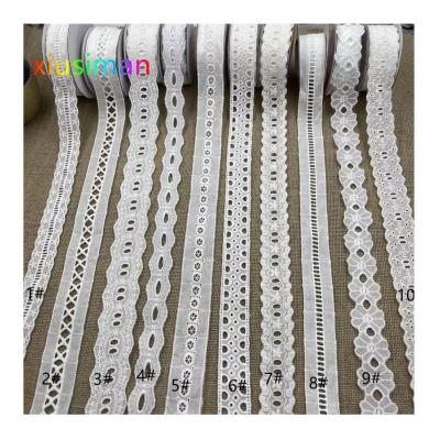 China Viable English Embroidery Lace Fabric White 100% Cotton Lace E009 for sale