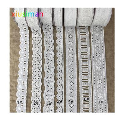 China OEM Sustainable Cotton Lace 4cm Wide Lace Trim Cotton Eyelet Lace Trim E013 for sale