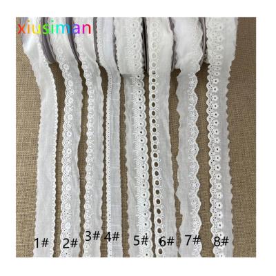 China E018 Cotton Lace 3CM Lace Trim Long Lasting Lace Trim Lace Fabric Wide Dress Fabrics for sale