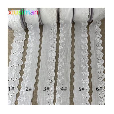 China 2020 Viable Wedding Plain Cotton Lace Eyelet Embroidery FabricHot Sale White Products E023 for sale