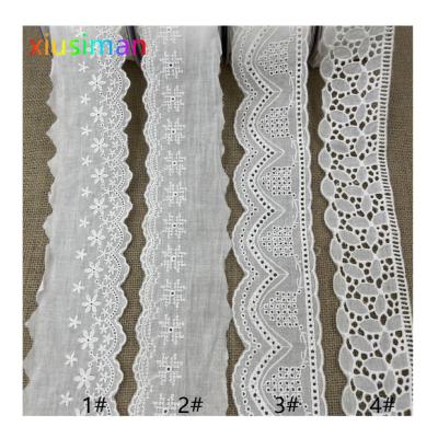 China 6CM Size Quality Quality Lace Materials White Embroidered Eyelet Cotton Lace Trimmings E040 for sale