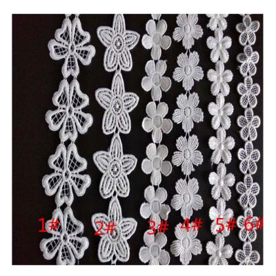 China C147 Handmade clothes lace maker Haberdashery Embroidery 3d flower cotton crochet lace trim trim sewing lace for sale