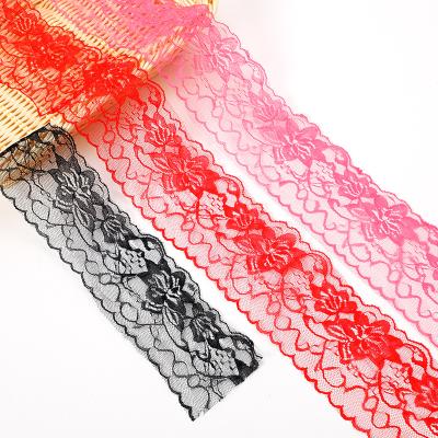 China CJM006 Long Lasting Non-stretch Embroidery Lace 8CM Tulle Lace Fabric Wide Black Lace Trim for sale