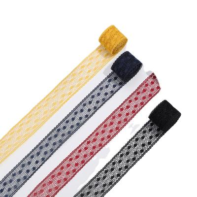 China Long Lasting 1.5cm Wide Many Color Floral Lace Fabrics Flower Non-elastic Lace Trims For Clothing CJM010 for sale