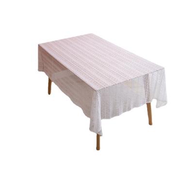 China T016 Durable Cotton French Brocade Hollow Lace Table Cloth White Corrugated Tea Table Cloth And Table Cloth for sale