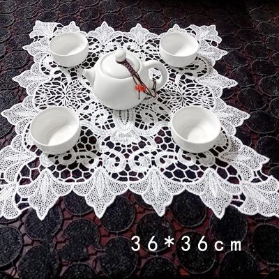 China LH028 Other 100% Natural Polyester Lace Dolies Design Embroidery Vintage Table Mat Placemat for sale