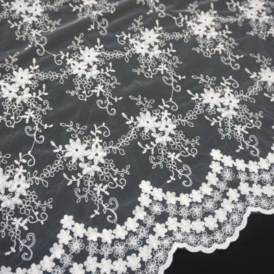 China Cotton Viable African Fancy Bridal Lace Embroidered Tulle Dress Fabric For Sale RYZX068 for sale