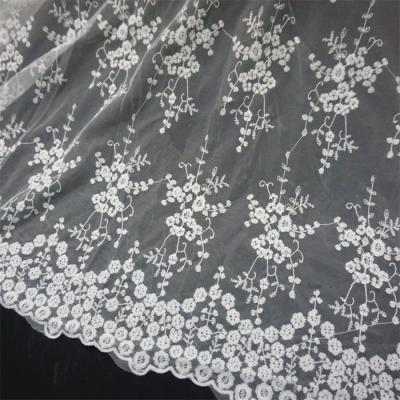 China Workable White Bridal Embroidery Tulle Lace Trim / Beaded Lace Trimmings For Dresses RYZX062 for sale