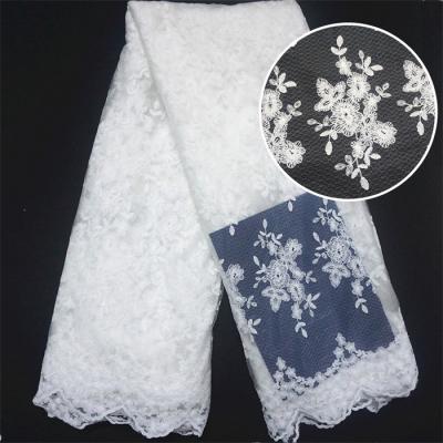 China Viable White Mesh Embroidery Lace Fabric New Cording Classical Style For Islamic Dress RYZX061 for sale