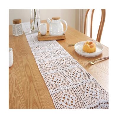 China Durable white lace table runner place mat for wedding home decoration T002 for sale