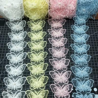 China The new style polyester butterfly water soluble nail beads DIY accessories 3d embroidery lace ZH025 for sale