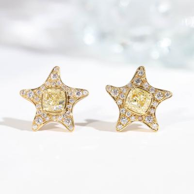 China Hot Selling Cute Wholesale 18K Gold Stud Earrings Diamonds Pave Stars Cute Gift Luaxry High Quality Jewelry for sale