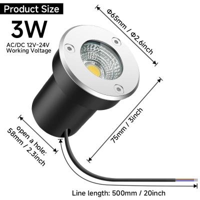 China IP67 Luz exterior Blanco cálido COB Luz subterránea Forma redonda Luz subterránea 304 Acero inoxidable LED Negro 80 Watt IP67 en venta