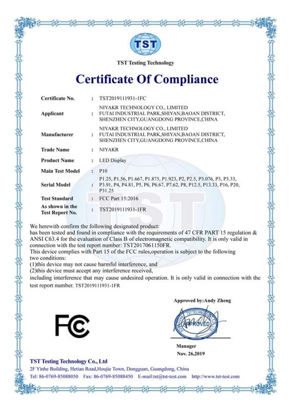 FCC - Shenzhen Niyakr Technology Co., Limited