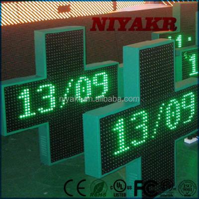 China Outdoor Niyakr Green and Blue Bicolor Led Pharmacy Cross, Animated LED Pharmacy Sign Cross Order Card for sale