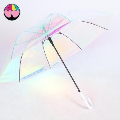 China Modern wholesale cheap glare stick umbrella 23inches*8k transparent semi-automatic POE windproof fiberglass for sale