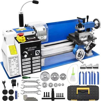 China Building Material Shops 350MM mini metal lathe CJ18 550w digital screen metal gears Variable speed Lathe for wood metal for sale