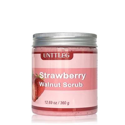 China Exfoliator Private Label Strawberry Whitening Exfoliating Walnut Anti Cellulite Deep Cleansing Body Scrub for sale