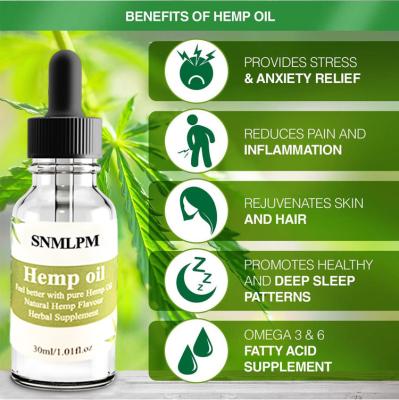 China Organic Moisturizer Hemp Oil 100% Anti Stress Hemp Extract Sleep Drops For Anxiety And Pain Relief 3000mg Contains CBD for sale