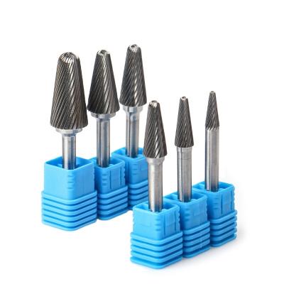 China Carbide L Type Rotary Burr Die Grinder Abrasive Tool Point Drill Head Tungsten Carbide Alloy File Tool Milling Head Carving Bit for sale