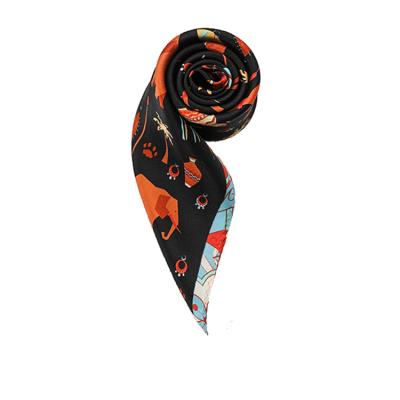 China Soft Elegant Digital Print Scarf Custom Neck Scarf No MOQ Silk Bandana for sale