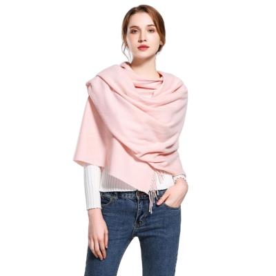 China Polyester Solid Color Shawl Scarf Fashion Women Polyester Pashmina Winter Cashmere Scarf for sale