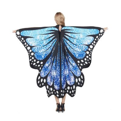 China Super Large Size Polyester Chiffon Shawl Butterfly Wings Shawl Wrap Cape Scarf Poncho for sale