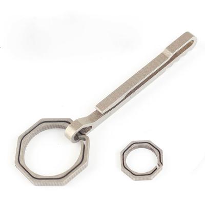 China Anti Theft Factory Price Titanium Thin Titanium Key Chain Carabiner Belt Clip With Titanium Octagonal Ring for sale