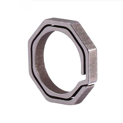 China Outdoor activities factory price octagonal titanium keychain gr2 scuba key chain key ring for sale