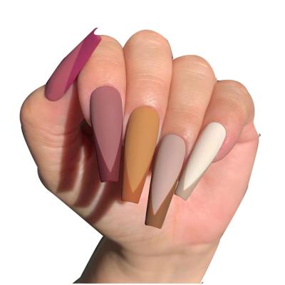 China Easy Apply 2020 New Fashion Beauty Personal Care Coffin Nails Full Cover Artificial Colorful Fake Nails for sale