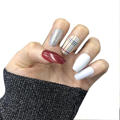 China Easy Apply Finger Application Acrylic Nails Full Cover Design False Nails Luxury Gel Pre Press On Nails for sale