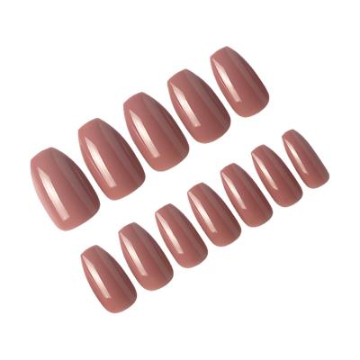 China Meaterial Nails 24pcs Glossy Acrylic Eco-friendly Press On Nails Artificial Coffin Nail for sale