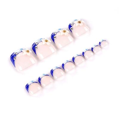 China Easy Apply Clear Press On Nails Fashion Square Full Cover False Toe Nails 24pcs Short for sale