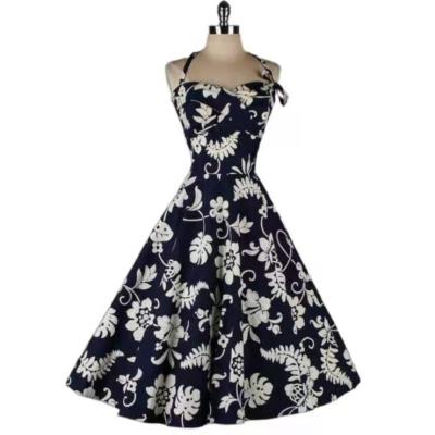 China Anti-wrinkle OEM Customized Womens 1950s 60s Vintage Rockabilly Swing Dresses Retro Floral Cocktail Dress for sale